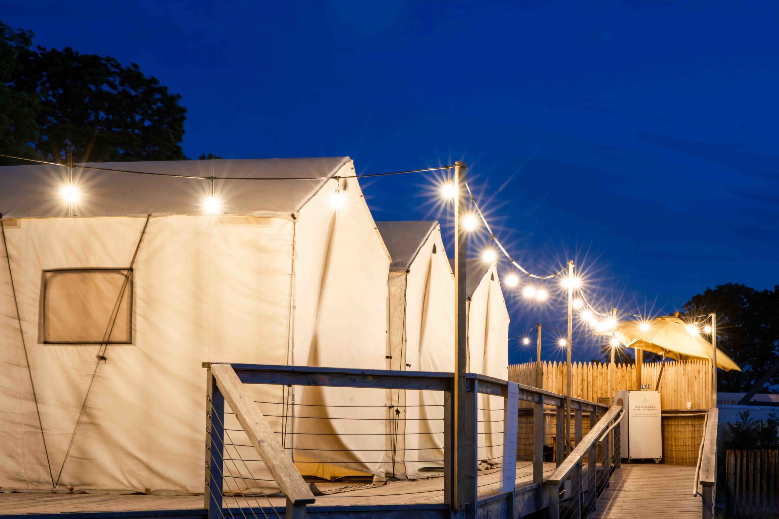 Camp from outside with lights